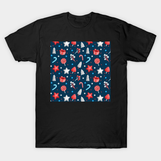 Cute Christmas Pattern - Christmas Baubles Happy Merry Christmas Christmas wrapping paper Cute Santa Claus Pattern Cute Xmas 25th December Dragonfly Christmas Tree Holiday Time T-Shirt by Famgift